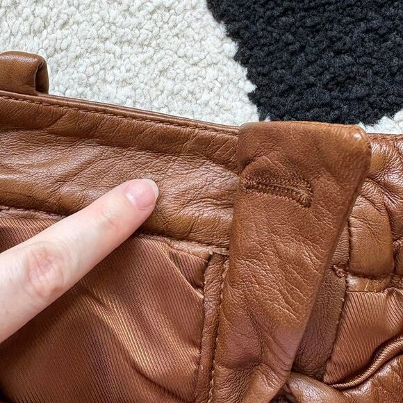 Zadig & Voltaire Prune Crinkle Leather Brown Pants M - Picture 6 of 8